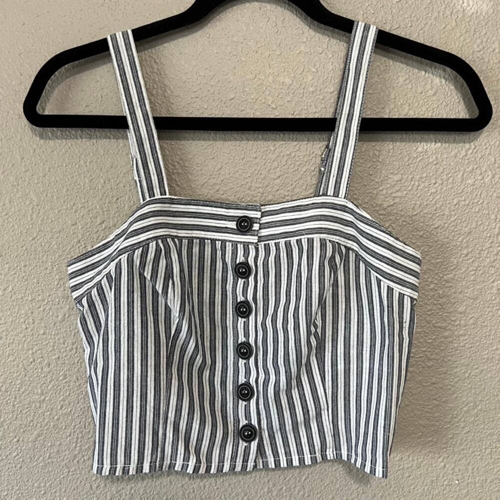 Ivy & Main Striped Crop Top Smocked Back Sleeveless Adjustable Summer Tank Small